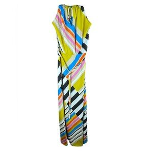 Cache Multicolor Striped Maxi Dress - Lime, Blue, Pink, Orange, Black